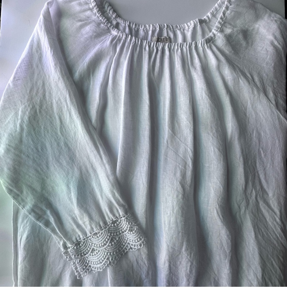 🍄 J.Crew Linen and Lace Peasant Blouse